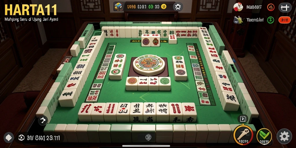 Tangkapan layar gameplay HARTA11 yang menampilkan papan Mahjong yang menantang.