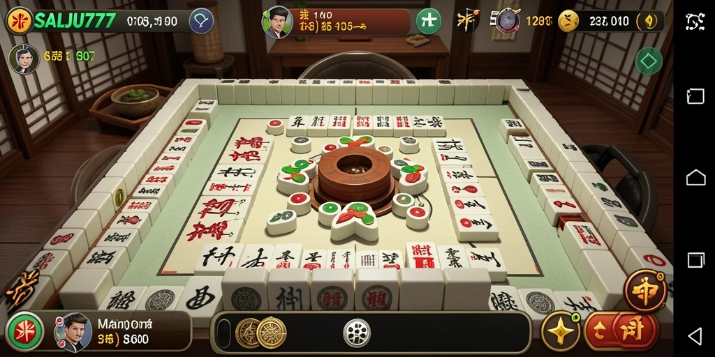 Tampilan gameplay seru SALJU777 dalam permainan Mahjong.